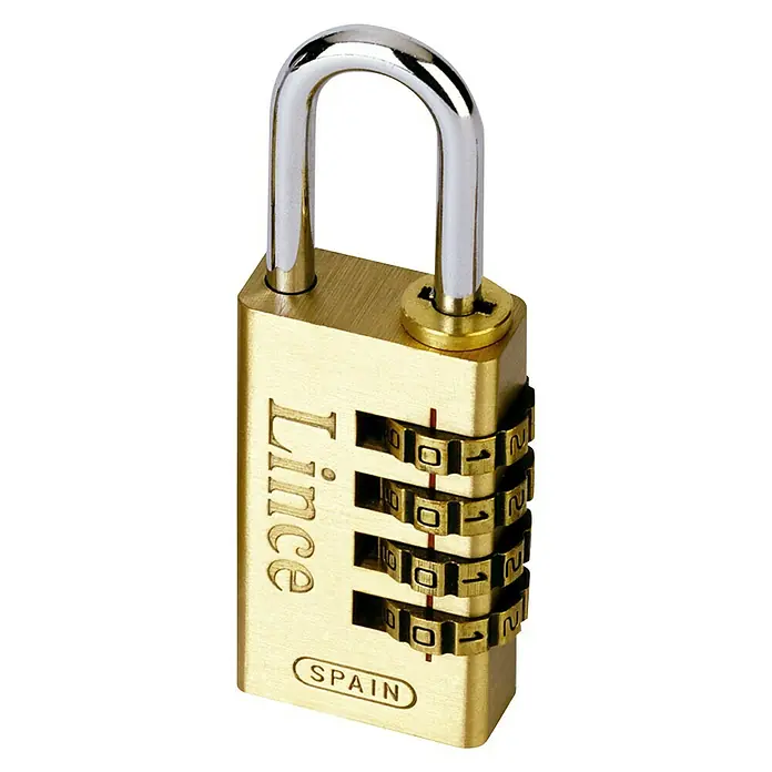 Lince Serie 200 Candado con combinación 200-30BL - An x L: 27,5 x 81,1 mm, Latón, Número de dígitos en combinación: 4 ud., Oro