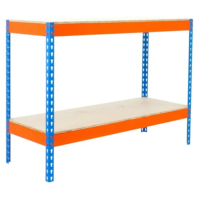 Simonrack Ecoforte Estantería para cargas pesadas Chipboard - L x An x Al: 45 x 150 x 90 cm, Capacidad de carga: 400 kg/balda, Número de baldas: 2 ud., Azul/Naranja