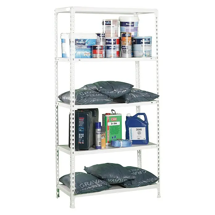 Simonrack Simonclick Estantería metálica Ecoclick Mini - L x An x Al: 30 x 80 x 180 cm, Capacidad de carga: 150 kg/balda, Número de baldas: 5 ud., Inserción, Blanco