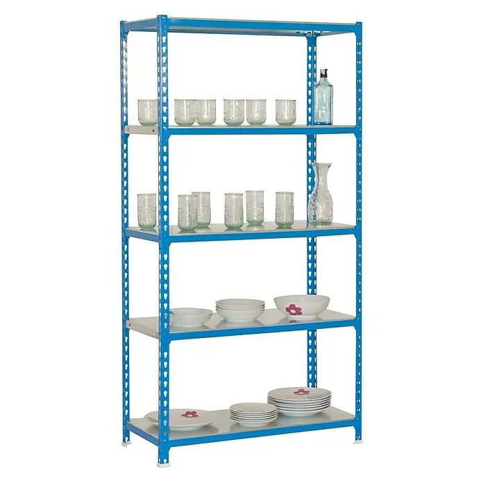 Simonrack Simonclick Metallregal Super Plus - L x B x H: 40 x 110 x 200 cm, Traglast: 180 kg/Boden, Anzahl Böden: 5 Stk., Stecken, Blau