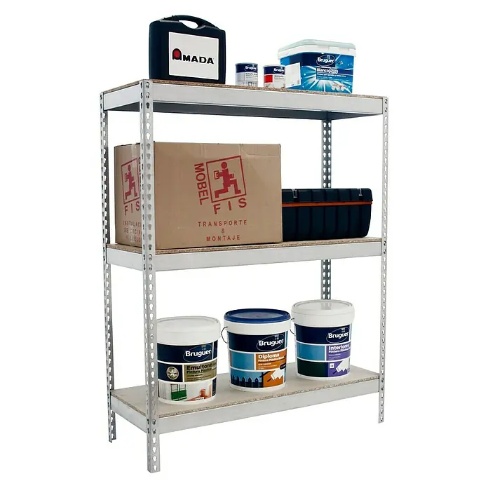 Simonrack Ecoforte Estantería para cargas pesadas Chipboard - L x An x Al: 60 x 120 x 150 cm, Capacidad de carga: 400 kg/balda, Número de baldas: 3 ud., Galvanizado