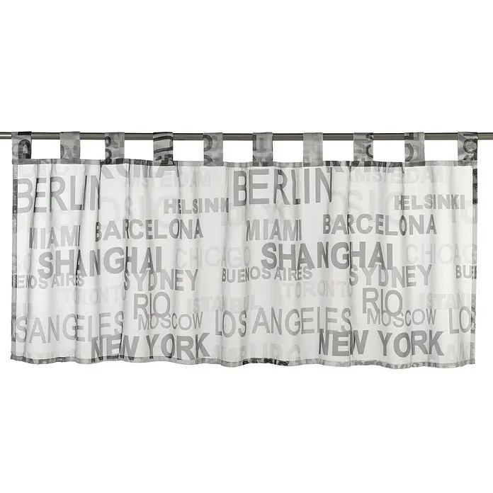 Elbersdrucke Bistrogardine City - 140 x 45 cm, 100 % Polyester, Grafisch, Weiß/Grau - Vorderansicht