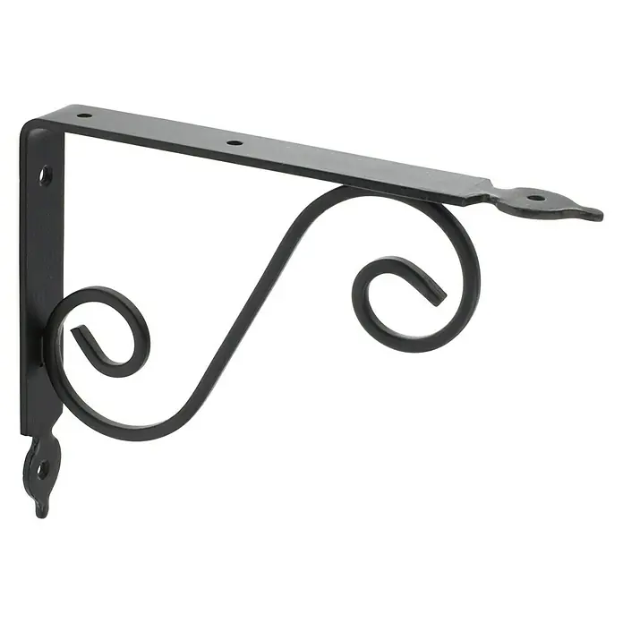 Rei Clásica Escuadra de soporte 1477 - L x An x Al: 19,5 x 24 x 3 cm, Carga soportada: 25 kg, Acero, Negro