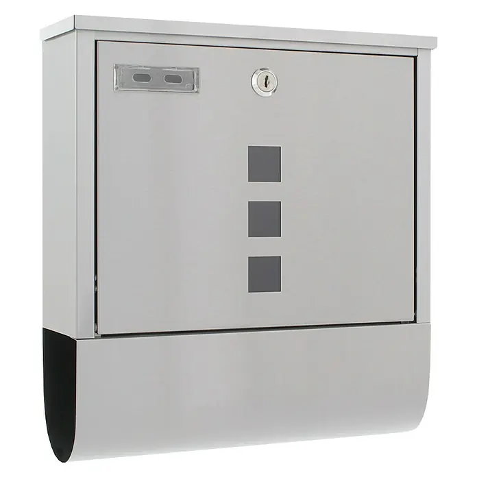 Rottner Briefkasten Costa - Metall, 10 x 30,5 x 33,5 cm, Edelstahl