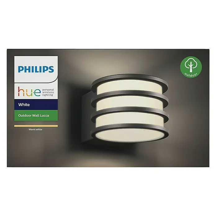 Philips Hue LED-Außenwandleuchte Lucca - 9,5 W, 17 x 21,5 x 12,9 cm, Anthrazit, IP44