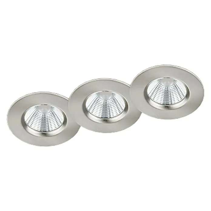Trio Lighting Set de focos LED empotrables Zagros - 3 × 5,5 W, Color de luz: Blanco cálido, Diámetro: 8,5 cm, Níquel mate, 3 ud.