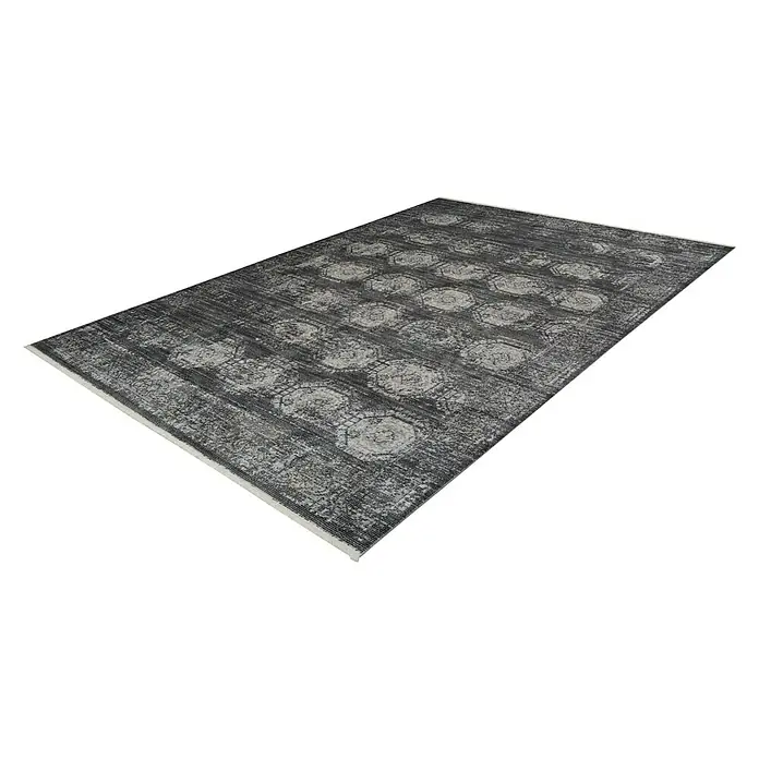 Kayoom Kurzflorteppich Baroque I - Anthrazit, 290 x 200 cm, 100 % Polyester - Rechte Seitenansicht