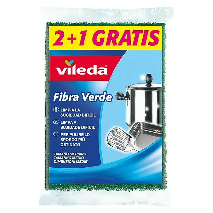 Vileda Estropajo Multiusos Fibra verde - 3 uds.