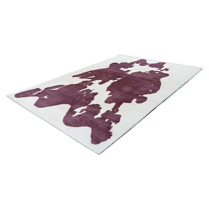 Kayoom Hochflorteppich Kuh - Lilac/Weiß, 230 x 160 cm, 100 % Polyester - Rechte Seitenansicht