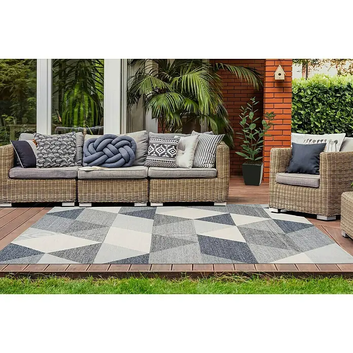 Kayoom Flachgewebeteppich Yoga - Grau/Elfenbein, 150 x 80 cm, 100 % Polyester - Stimmungsaufnahme