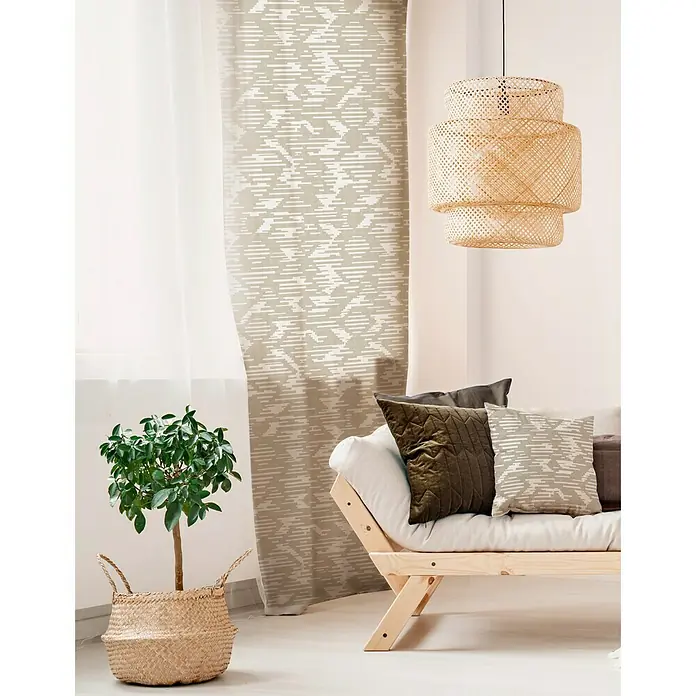 Cortina con ollaos Balder - 140 x 270 cm, 85% poliéster y  15% algodón, Beige