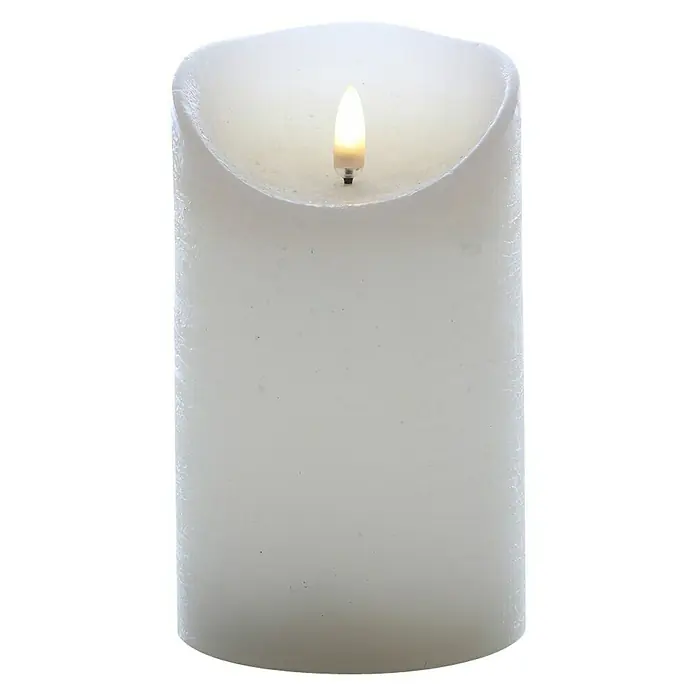 Vela con LED Lumbre Rustic - Ø x Al: 9 x 15 cm, Crema, Cera natural - Vista frontal