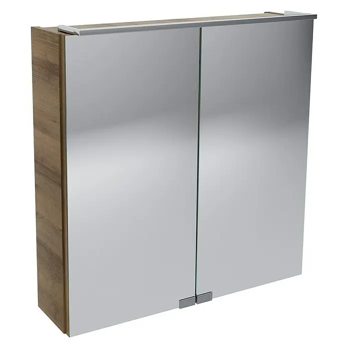 Camargue Stella LED-Spiegelschrank - B x H: 60 x 68,4 cm, Mit Beleuchtung, Spanplatte, Berg Eiche - Linke Seitenansicht