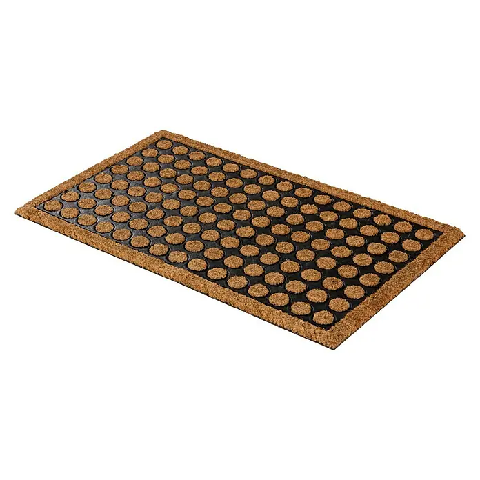 Astra Kokosfußmatte Coco Home - Punkte, Kokosbraun/Schwarz, 60 x 40 cm, 50 % Kokos, 50 % Gummi