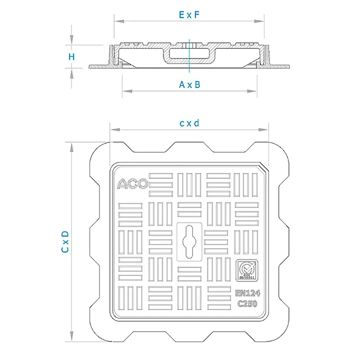 ACO Tapa de registro Guss Basic C250 - 300 x 300 mm