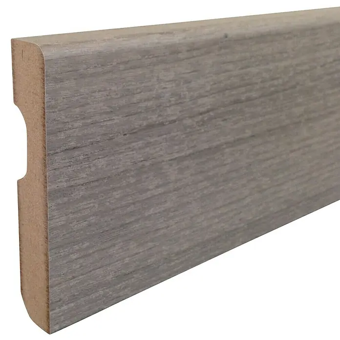 Rufete Zócalo de melamina Roble gris - Roble, 2,24 m x 14 mm x 80 mm, Redondeado