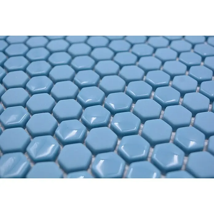 Mosaikfliese Hexagon CUBA HX2GM - 29 x 29,5 cm, Blau, Matt - Detailaufnahme