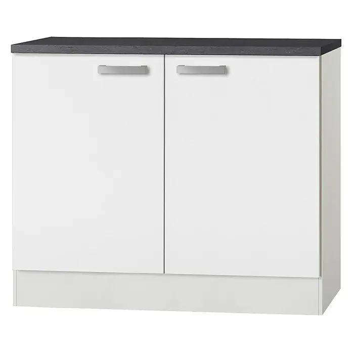 Optifit Oslo Spülenunterschrank - 60 x 100 x 84,8 cm, Mit Arbeitsplatte, Weiß