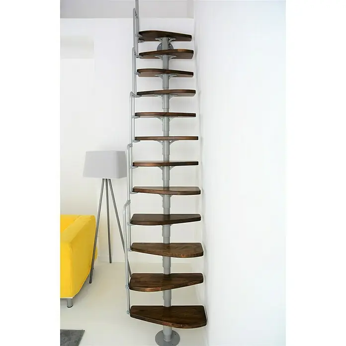 Minka Raumspartreppe Monaco - Breite: 60 cm, Silber, Farbe Stufen: Buche Walnuss gebeizt, Geschosshöhe: 294 cm - Detailaufnahme