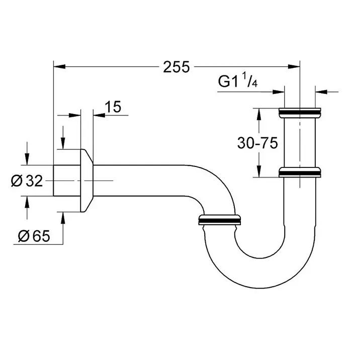 Grohe Waschtisch-Siphon - Gewinde: 1¼″, Durchmesser: 32 mm, Verchromt
