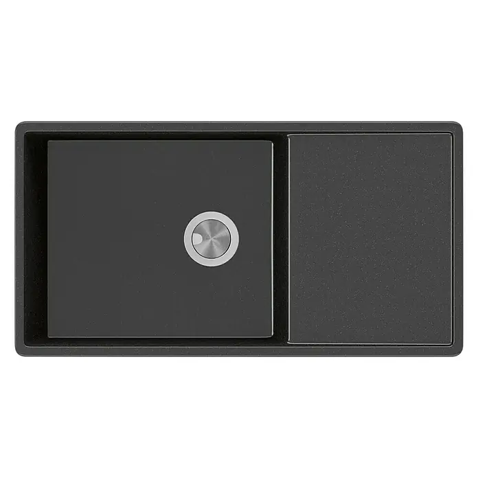 Atron Fregadero encastrable Dual - 44,5 x 85 cm, Acrílico, Negro, Brillante