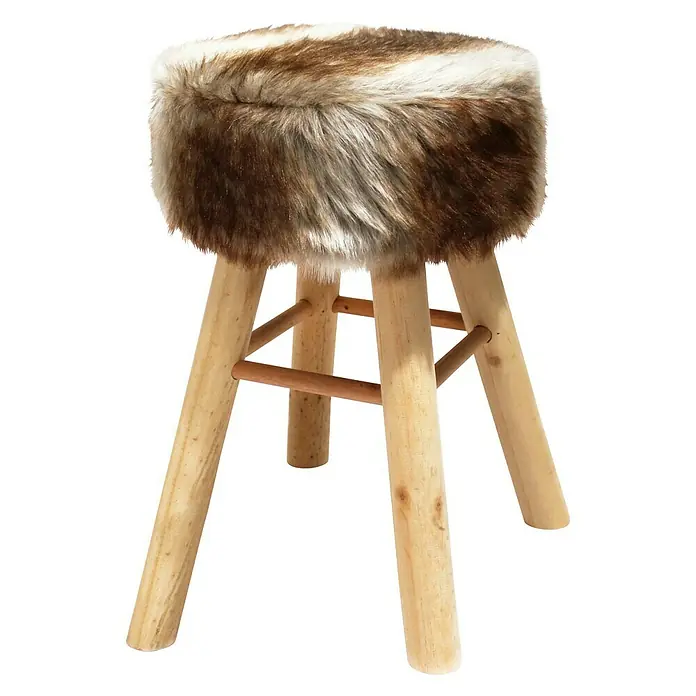 Barhocker - Ø x H: 33 x 70 cm, Beige/Braun, Polyester - Vorderansicht