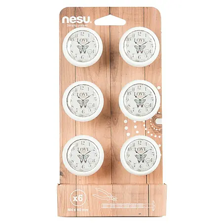 Nesu  Set de pomos para muebles Reloj Love 6 uds.