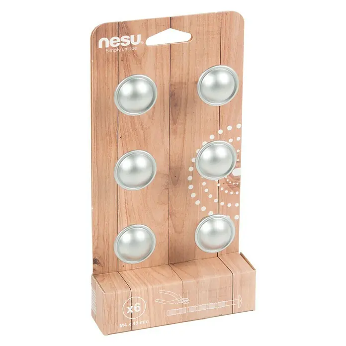 Nesu Set de pomos para muebles 13317 6 uds. - 6 pzs., Ø x Al: 29 x 23 mm, Acero, Cromado