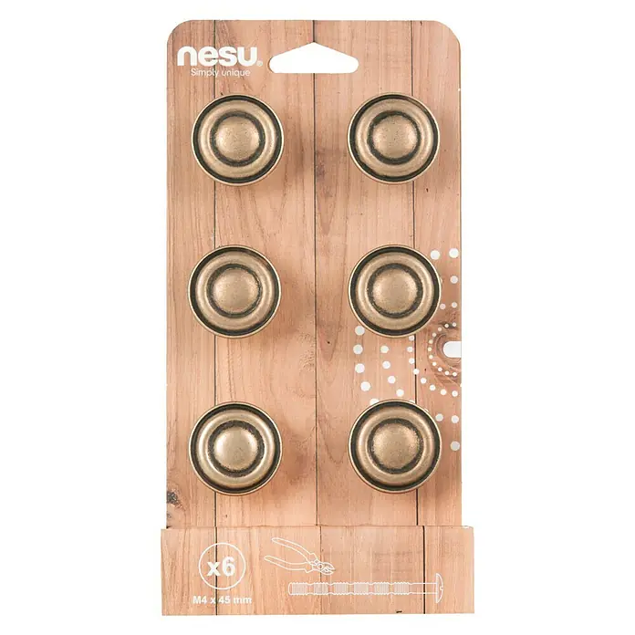 Nesu Set de pomos para muebles 211318 6 uds. - 6 pzs., Ø x Al: 33 x 20 mm, Acero