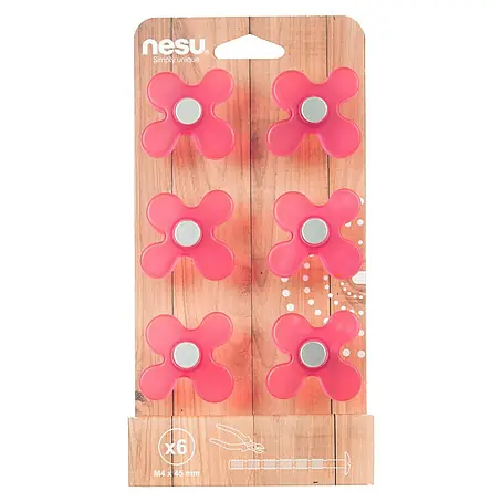 Nesu  Set de tiradores para muebles Flor fucsia 6 uds.
