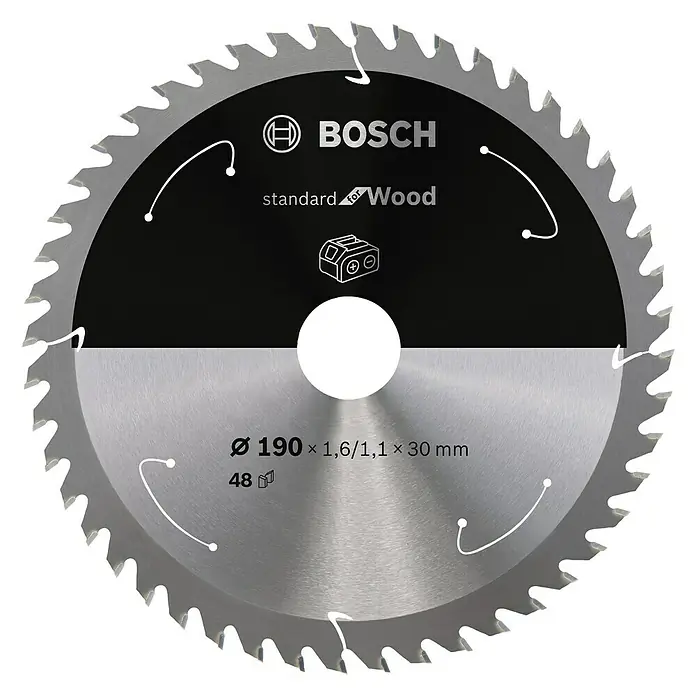 Bosch Cirkelzaagblad - Diameter: 190 mm, Boorgat: 30 mm, Aantal tanden: 48 tanden - Vooraanzicht