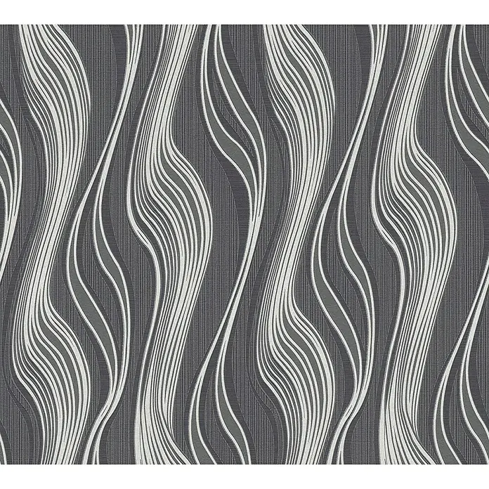 AS Creation Trendwall Vliestapete Welle - Anthrazit/Weiß, Wellen, 10,05 x 0,53 m - Detailaufnahme