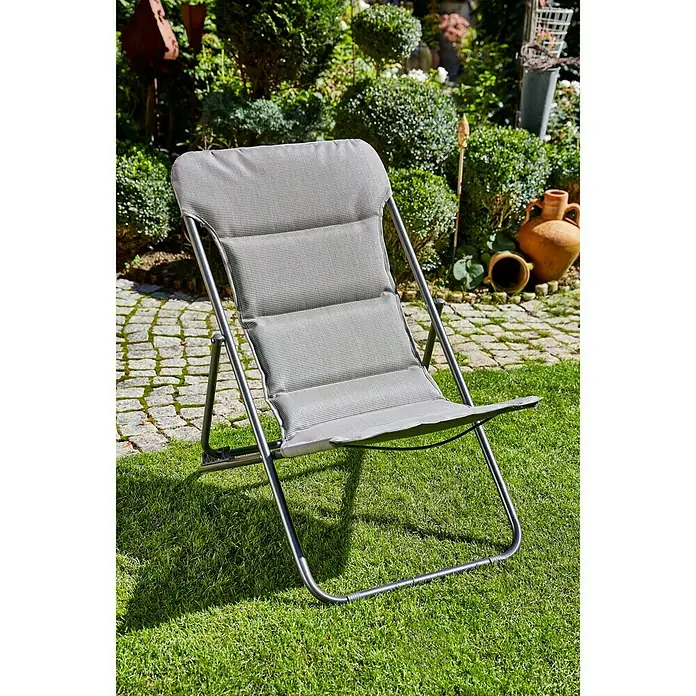 Sunfun Garten-Liegestuhl - L x B: 140 x 70 cm, Textilen, Hellgrau, Klappbar
