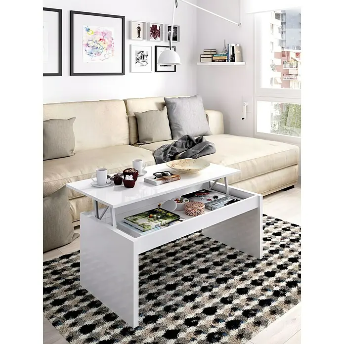 Mesa de centro Side - L x An x Al: 50 x 100 x 43 cm, Blanco