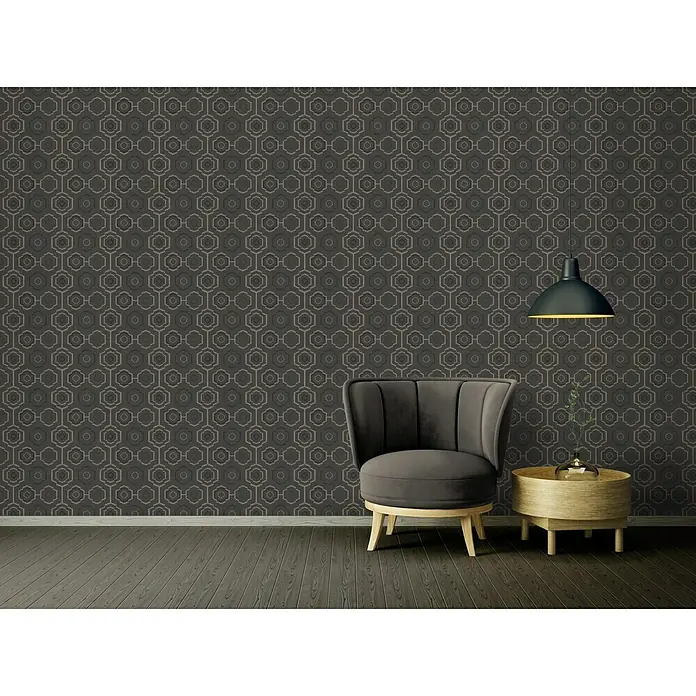 AS Creation Ethnic Origin Vliestapete Retrografik - Braun/Schwarz, Grafisch, 10,05 x 0,53 m - Stimmungsaufnahme