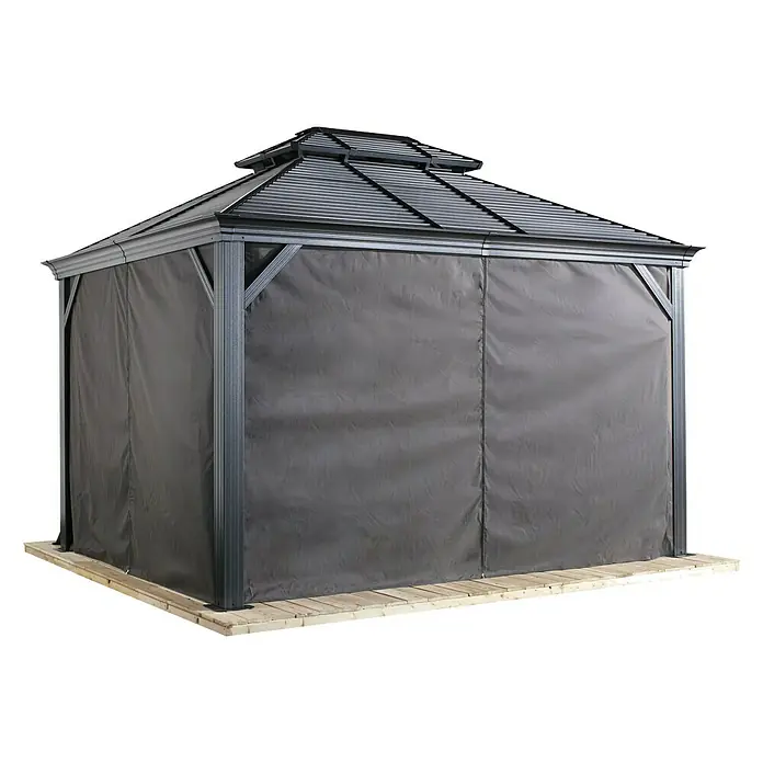 Sojag Pavillon-Seitenwände Mykonos 12 x 16 - Passend für: Sojag Pavillon Mykonos 12 x 16, Dunkelgrau - Linke Seitenansicht