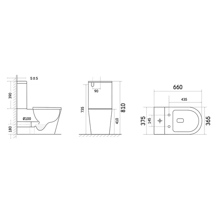 Camargue Pack de WC Treviso - Salida dual, Blanco