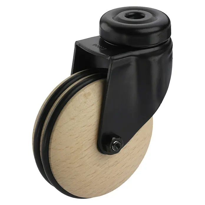 Dörner & Helmer Dizajnerski zamjenski kotačić - Promjer kotačića: 50 mm, Nosivost: 40 kg, Klizni ležaj, S rupom na poleđini, Materijal kotača: Drvo - Pogled s lijeve strane