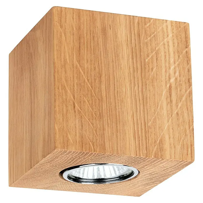 Spotlight LED-Deckenleuchte - 5 W, L x B x H: 10 x 10 x 10 cm, Eiche, Warmweiß - Vorderansicht