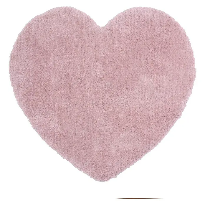 Alfombra Corazón - Rosa, 80 x 80 cm, 100% poliéster microfibra
