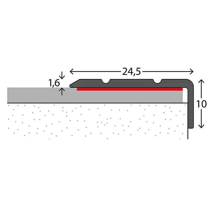 LOGOCLIC Winkelprofil 160 - Silber, 2,7 m x 24,5 mm x 10 mm, Montageart: Kleben - Detailaufnahme