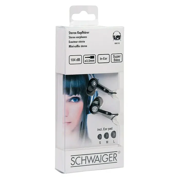 Schwaiger In-ear koptelefoon KHI110 - Jackplug 3,5 mm, Zwart/Zilver, 1,5 m