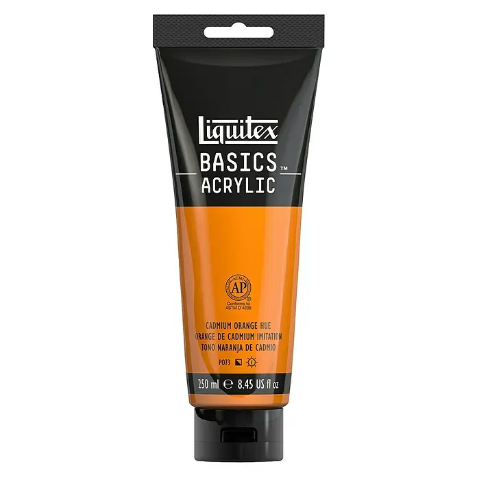 Liquitex Basics Akrilna boja - Boja: Kadmij narančasto, 250 ml, Tuba - Pogled sprijeda