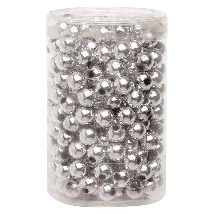 Glorex Deko-Perlen - Silber, 8 mm, 75 g - Vorderansicht