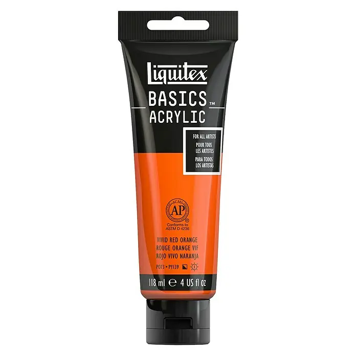 Liquitex Basics Akrilna boja - Boja: Narančasto-crvene boje, 118 ml, Tuba - Pogled sprijeda