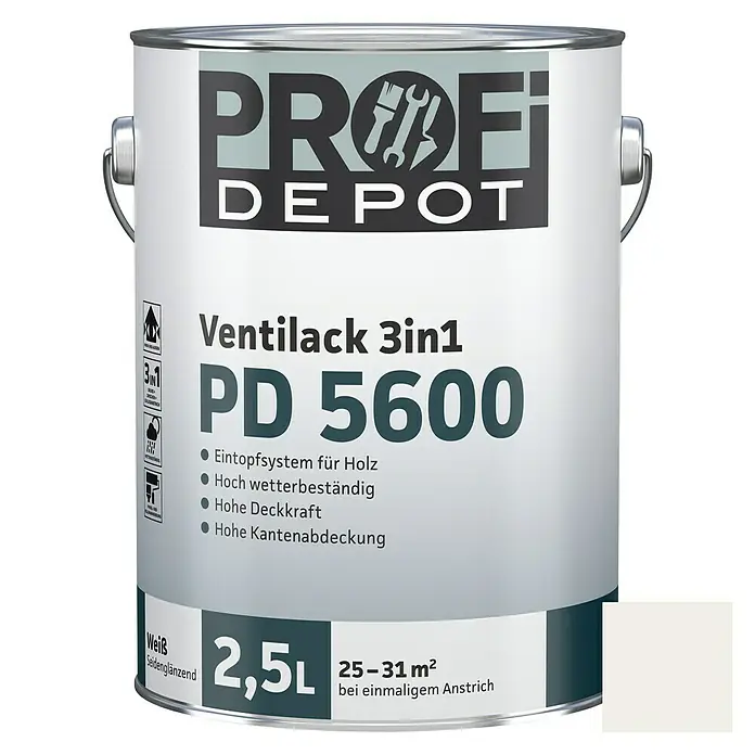 Profi Depot PD Venti-Weißlack 3in1 PD 5600 - Weiß, 2,5 l - Vorderansicht