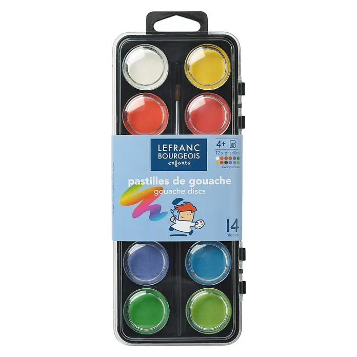 Lefranc & Bourgeois Gouachefarbe Schulfarben-Set - Durchmesser Farbtöpfchen: 28 mm - Vorderansicht
