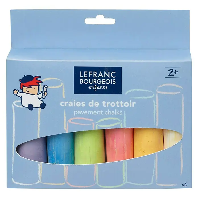 Lefranc & Bourgeois Straßenmalkreide Straßenkreide - Bunt, 6 Stk. - Vorderansicht