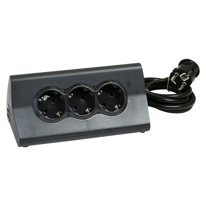 Legrand Base de enchufe múltiple Momo - Número de enchufes Schuko: 3 ud., Negro, 1,5 m
