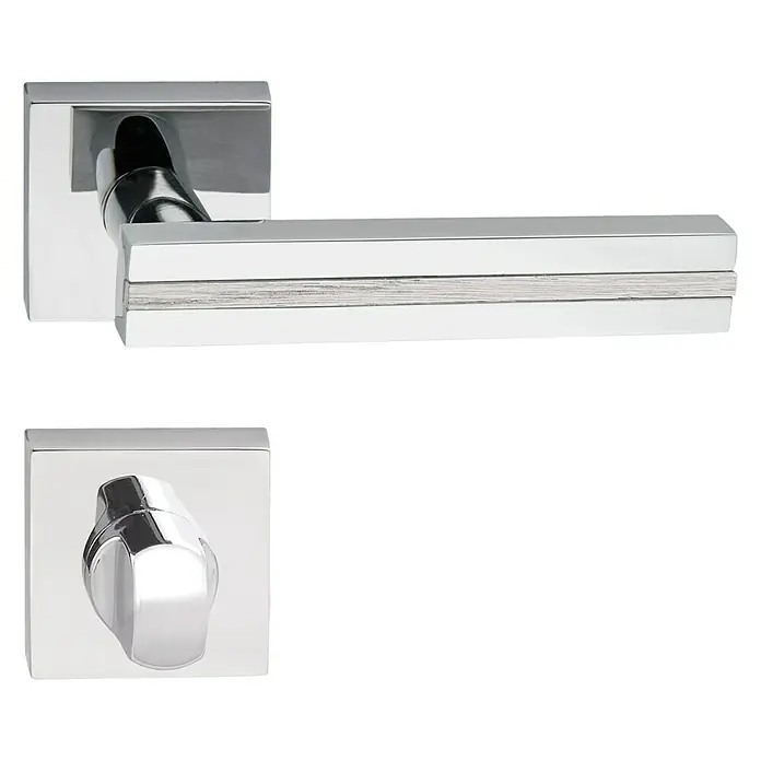 Diamond Doors Zimmertürgarnitur Hampton White - Türstärke: 40 mm - 45 mm, Schlitzkopf/Olive SK/OL, Chrom - Linke Seitenansicht